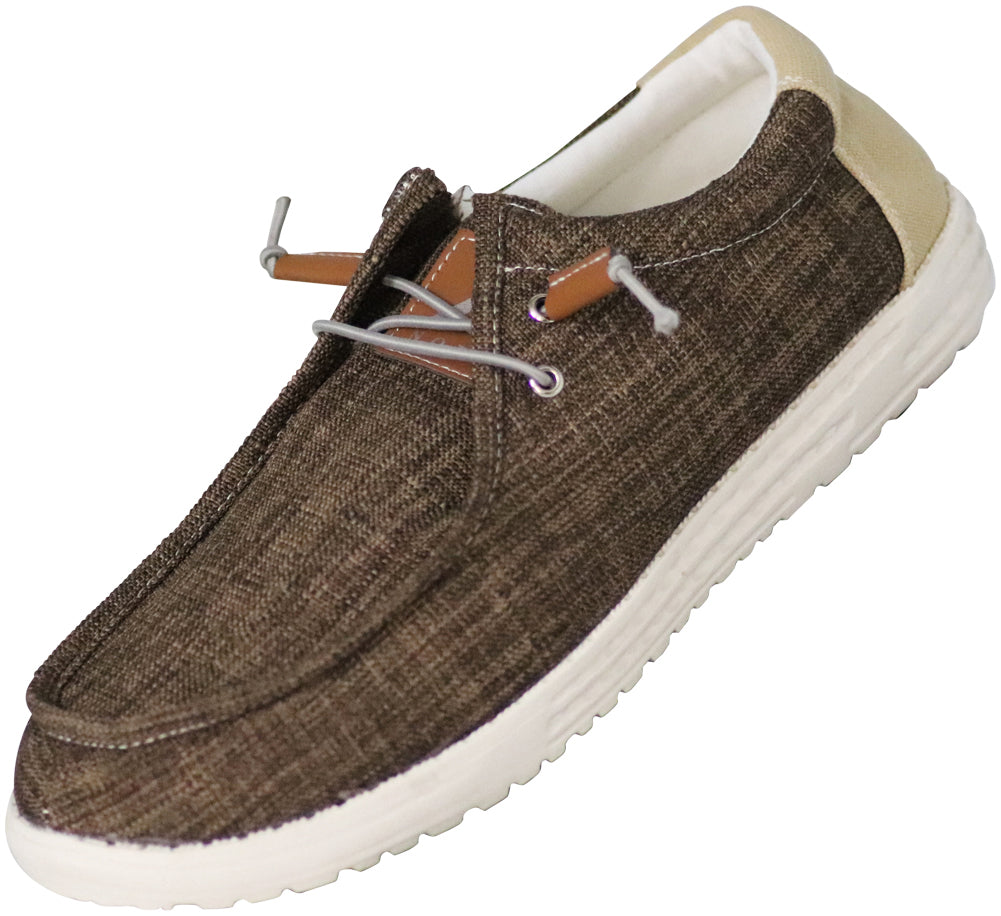 NORTY Mens Slip On Lace Up Low Top Boat Loafer Comfortable & Lightweight Shoe (15661)